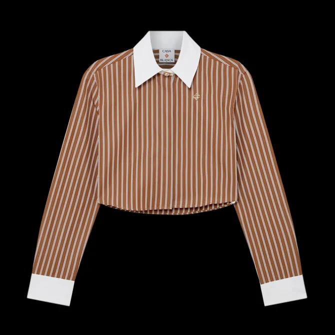 Stripe Cropped Long Sleeve Shirt