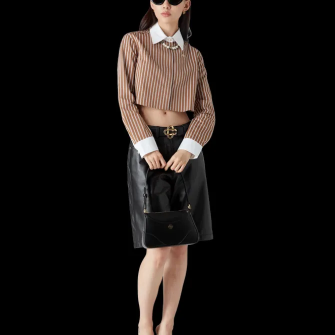 Stripe Cropped Long Sleeve Shirt