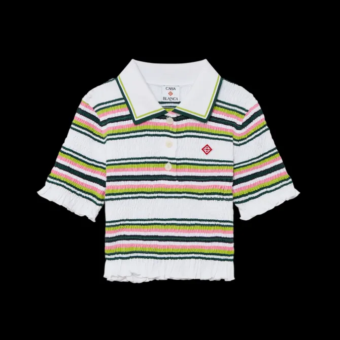 Stripe Cropped Polo Shirt
