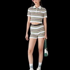 Stripe Cropped Polo Shirt