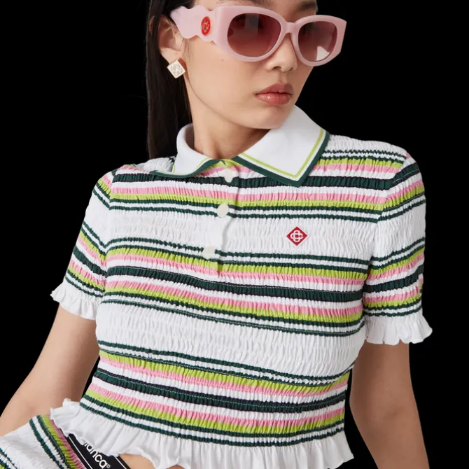 Stripe Cropped Polo Shirt