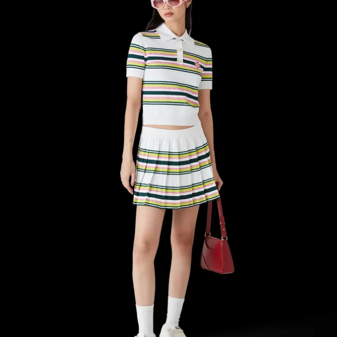 Stripe Pleated Skirt