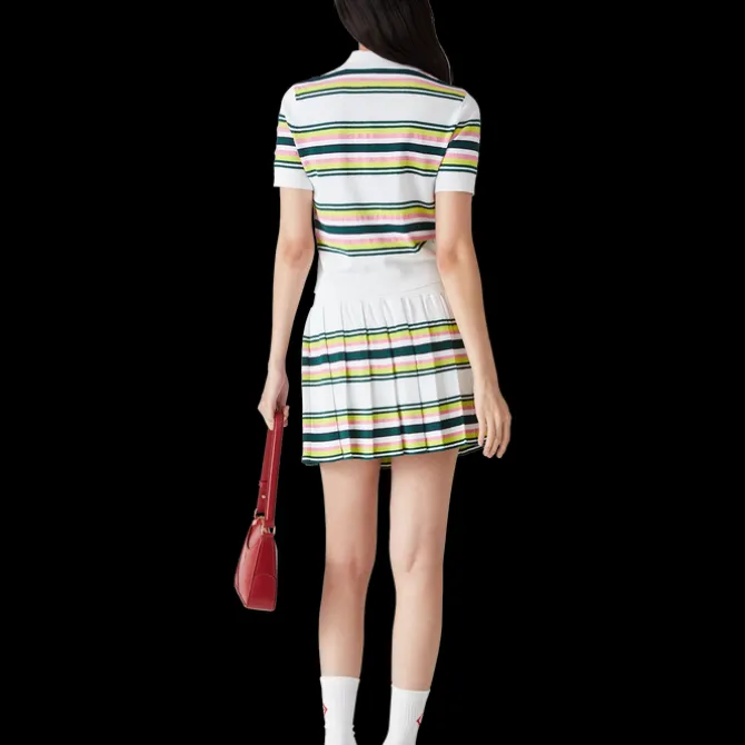 Stripe Pleated Skirt