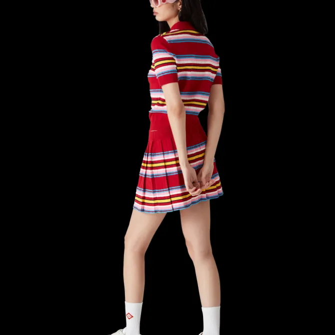 Stripe Pleated Skirt
