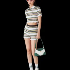 Stripe Shirred Shorts