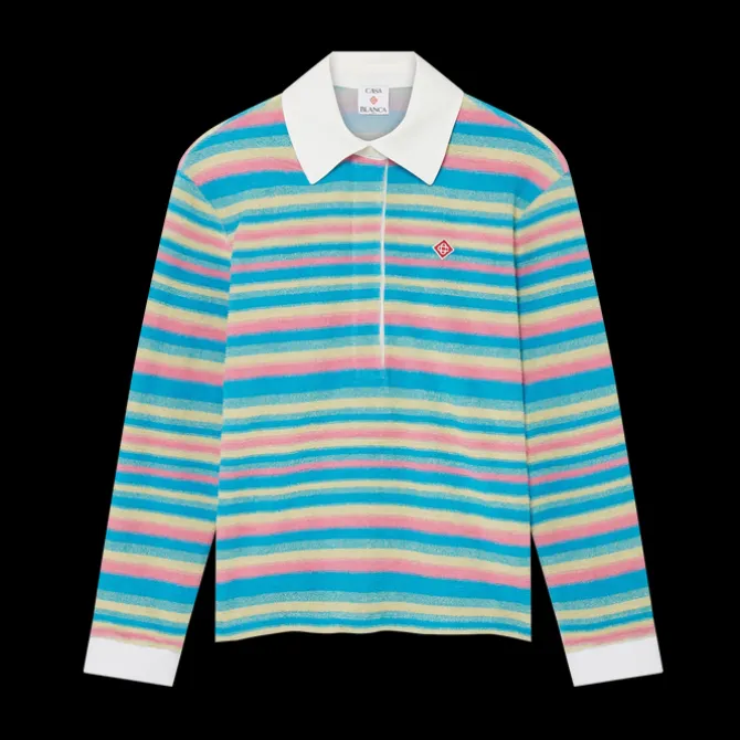 Stripe Towelling Polo Shirt
