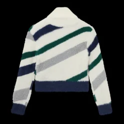 Striped Fluffy Zip Up Jumper