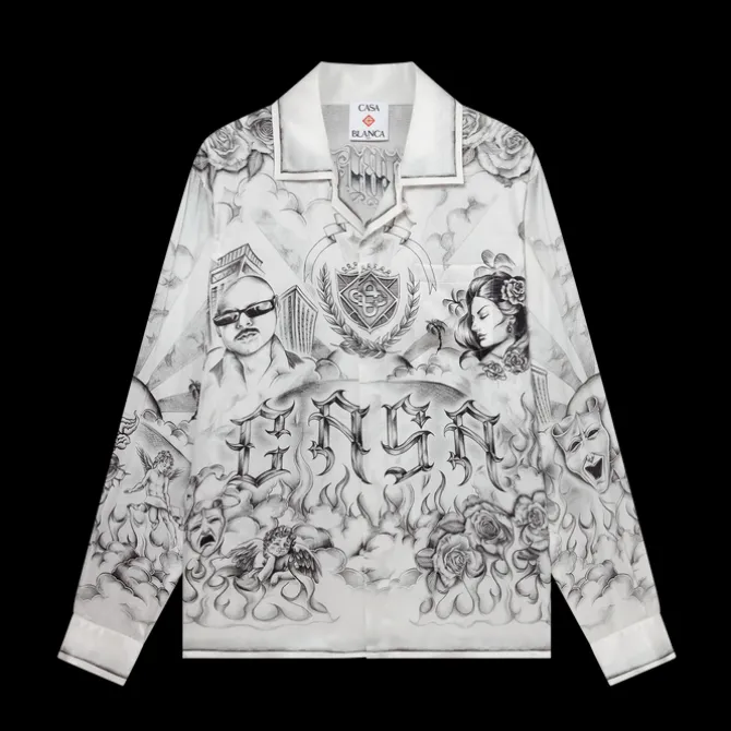 Tattoo Long Sleeve Silk Shirt