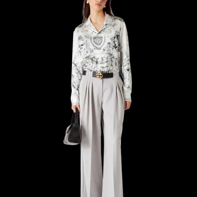 Tattoo Long Sleeve Silk Shirt