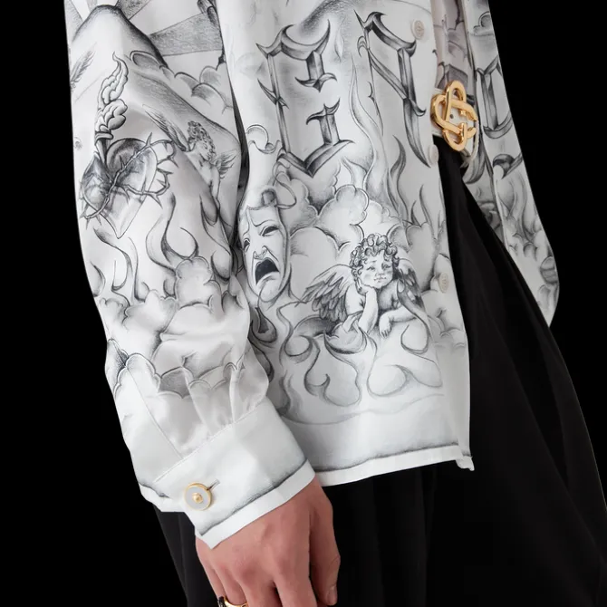 Tattoo Long Sleeve Silk Shirt