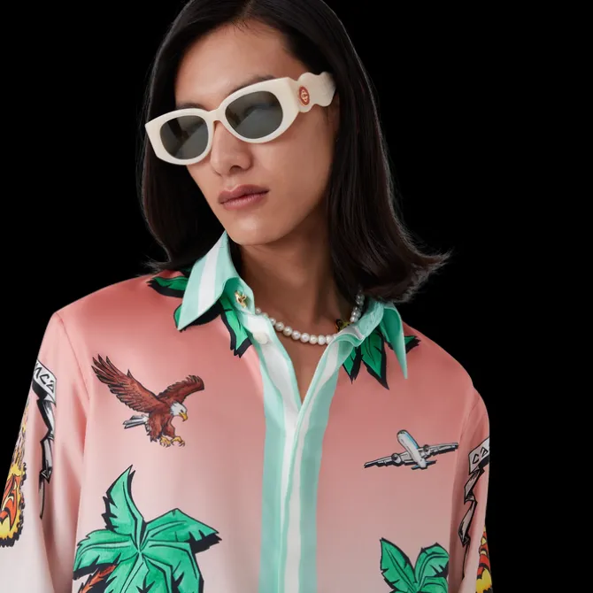 Tennis Club Long Sleeve Silk Shirt