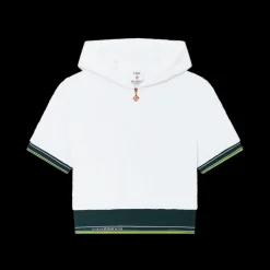 Textured Velour Tennis Cropped Hooded Top