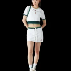 Textured Velour Tennis Cropped Hooded Top