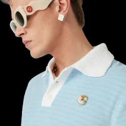 Velour Stripe Polo Shirt