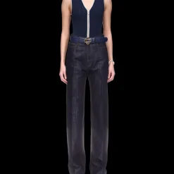 Washed Indigo Silver Lurex Jeans