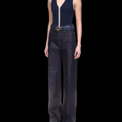 Washed Indigo Silver Lurex Jeans
