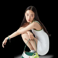 White & Green Jeanne Pochette Shoulder Bag