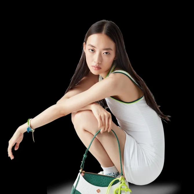 White & Green Jeanne Pochette Shoulder Bag