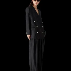 Wool Pinstripe Oversized Blazer