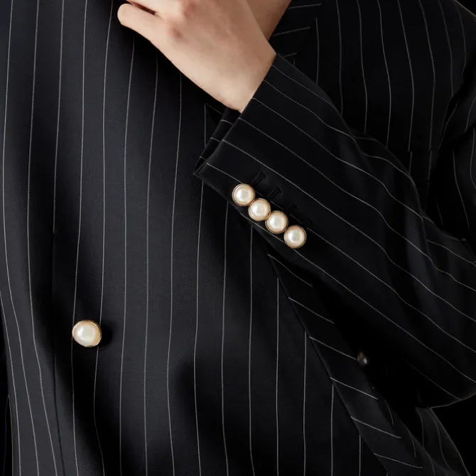Wool Pinstripe Oversized Blazer