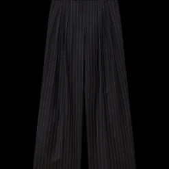 Wool Pinstripe Triple Pleat Tailored Trousers