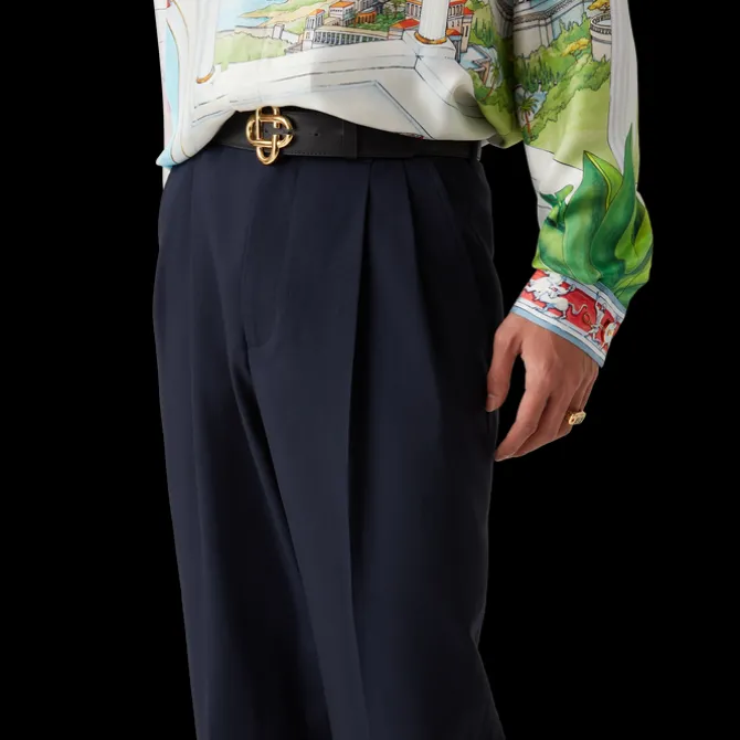 Wool Tailored Pleated Trousers