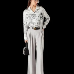 Wool Triple Pleat Tailored Trousers