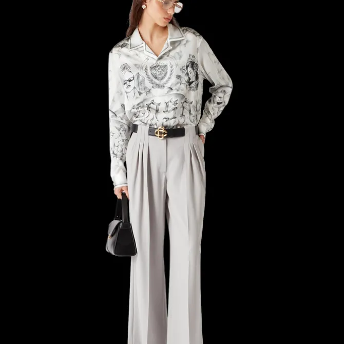 Wool Triple Pleat Tailored Trousers