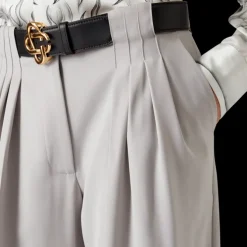 Wool Triple Pleat Tailored Trousers